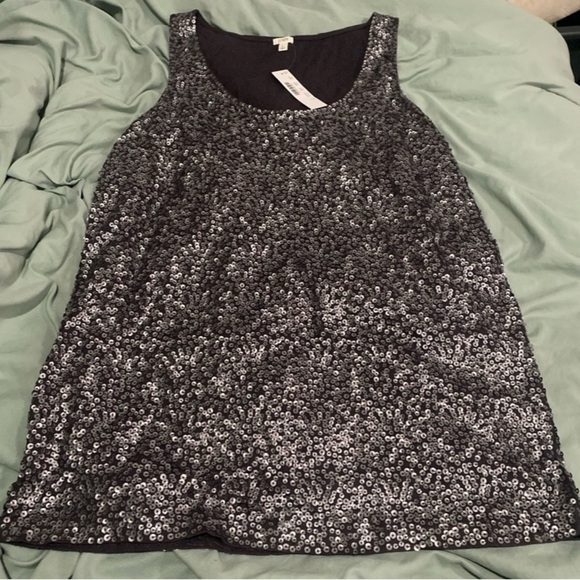 J Crew‎ womens silver sequined Tank top nwt - Picture 2 of 2